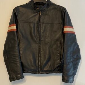 Black Leather Motorcycle/Bomber Jacket